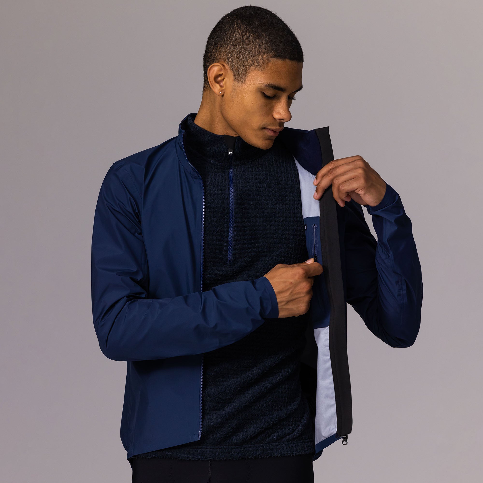 ASOS DESIGN harrington jacket with funnel neck in navy | ASOS